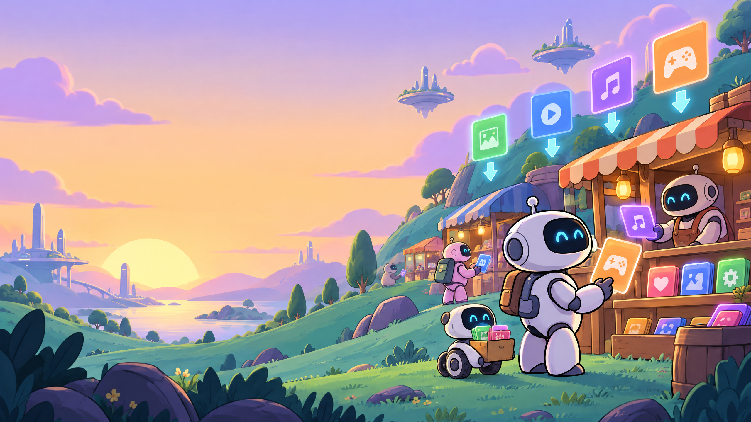 Original comic landscape illustration for Home